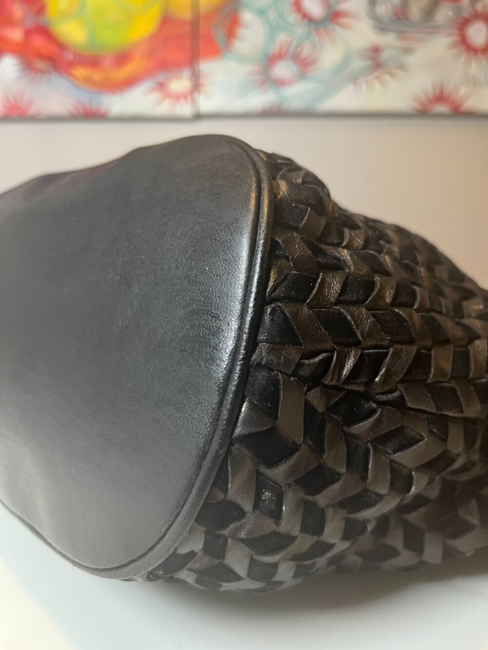 Vintage Bally Black Woven Suede & Leather Tote Bag - Picture 10 of 16